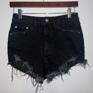 Zara black jean ripped shorts